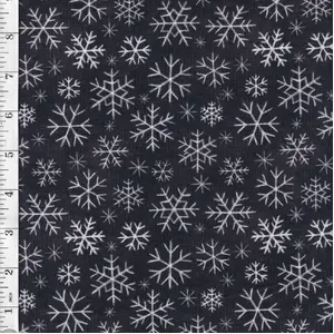 Black Snowflake Mistletoe Magic Cotton Fabric 110cm wide