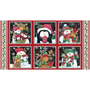 Black Christmas Set of 6 Blocks, Feeling Frosty, Cotton Fabric