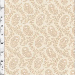 Beige Small Paisley Cream &amp; Sugar VII Cotton Fabric 110cm wide