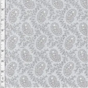 Grey Small Paisley Cream &amp; Sugar VII Cotton Fabric 110cm wide