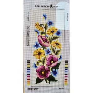 FLOWERS Tapestry Design Printed On Canvas #8016