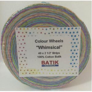 Batik Australia WHIMSICAL Colour Wheel Roll, 40 x 2 1/2&quot; Strips