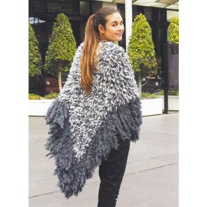 Faux Fur Shawl Crucci Knitting Pattern 1776 for Faux Fur Yarns