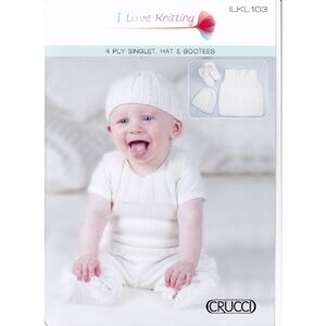 ILKL103 Knitting Pattern Baby 4 Ply Singlet, Hat &amp; Booties