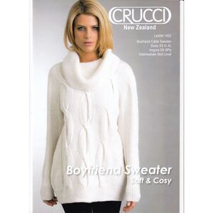 Knitting Pattern Boyfriend Cable Sweater Sizes XS to XL, 8 Ply Yarn
