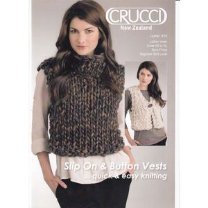 Slip On &amp; Button Vests Crucci Knitting Pattern 1419 - Quick &amp; Easy