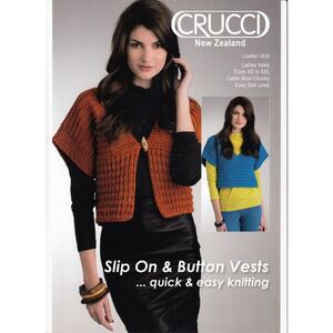 Slip On &amp; Button Vests Crucci Knitting Pattern 1430 - Quick &amp; Easy