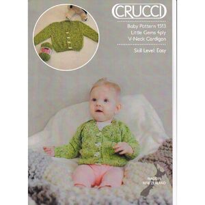 Baby Knitting Pattern 1513 V-Neck Cardigan for 4 ply Yarn