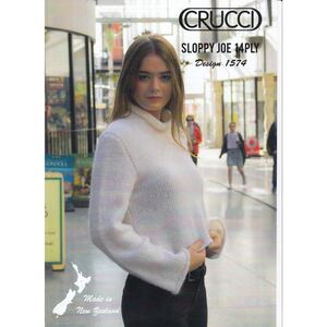 Cropped Sweater Crucci Knitting Pattern 1574 for 14 Ply Yarns