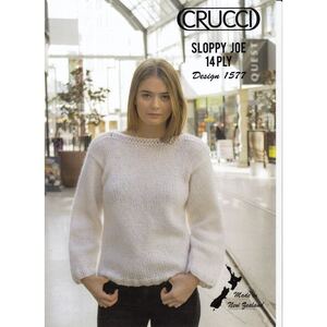 Boat Neck Sweater Crucci Knitting Pattern 1577 for 14 Ply Yarns