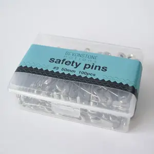 50mm Silver Colour Safety Pins, box of 100