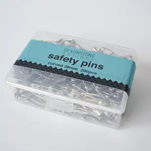 38mm Curved Safety Pins, box of 200