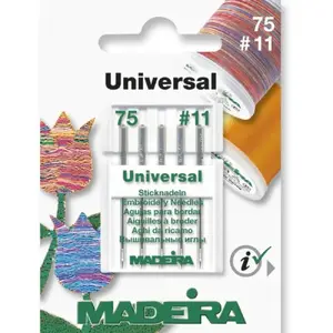 Madeira Universal Size 75 (11) Sewing Machine Needle, Pkt of 5 Needles