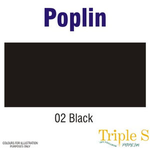 BLACK Polycotton Poplin Fabric, 112cm Wide Per Metre