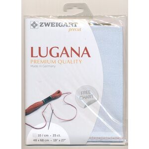 Zweigart Precut Lugana 3835, 25Ct/10St 48x68cm Cott/Visc 52/48 Pastel Blue