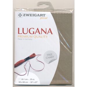 Zweigart Precut Lugana 3835, 25Ct/10St 48x68cm Cott/Visc 52/48 Granite Grey