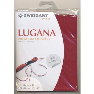 Zweigart Precut Lugana 3835, 25Ct/10St 48x68cm Cott/Visc 52/48 Victorian Red