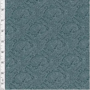 TEAL Modern Scrapbook Paisley, Hoffman Cotton Fabric 110cm wide