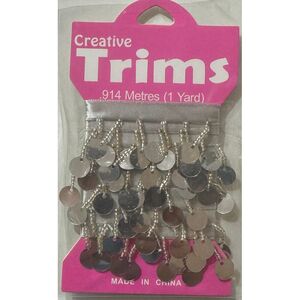 Creative Trims SILVER Circle Drop Trim, 1 Yard Pack (Final Stock)