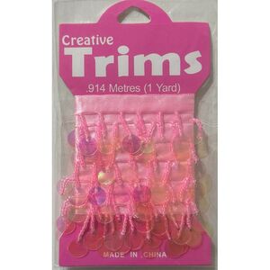 Creative Trims PINK AB Circle Drop Trim, 1 Yard Pack (Final Stock)