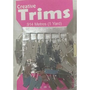 Creative Trims SILVER Rectangle Drop Trim, 1 Yard Pack (Final Stock)