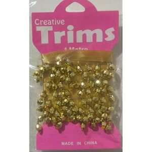 Creative Trims GOLD Faceted Pearl Drop, 1 Metre Pack (Final Stock)