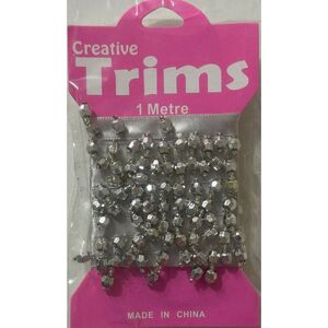 Creative Trims Silver Faceted Pearl Drop, 1 Metre Pack (Final Stock)