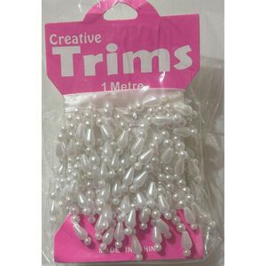 Creative Trims White Pearl Drop Trim, 1 Metre Pack (Final Stock)