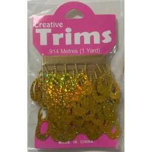 Creative Trims GOLD Laser Egg Shape Drop Trim, 1 Yard Pack (Final Stock)