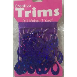 Creative Trims PURPLE Laser Egg Shape Drop Trim, 1 Yard Pack (Final Stock)