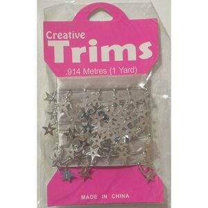 Creative Trims SILVER Star Shape Drop Trim, 1 Yard Pack (Final Stock)