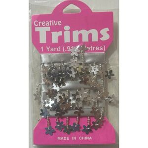 Creative Trims SILVER Flower Drop, 1 Yard Pack (Final Stock)