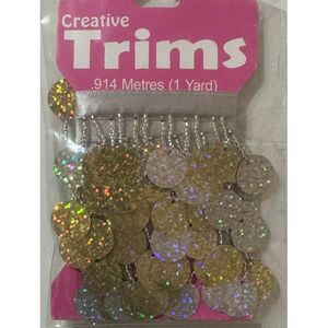 Creative Trims SILVER Laser Circle Shape Drop, 1 Yard Pack (Final Stock)