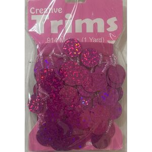 Creative Trims PINK Laser Circle Shape Drop, 1 Yard Pack (Final Stock)