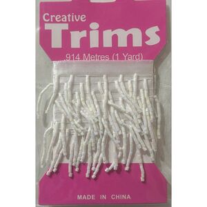 Creative Trims WHITE AB String Bead Drop Trim, 1 Yard Pack (Final Stock)