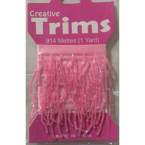 Creative Trims PINK String Bead Drop Trim, 1 Yard Pack (Final Stock)