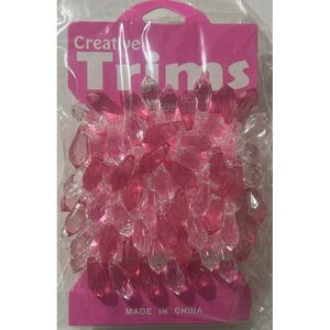 Creative Trims CLEAR / PINK Single Faced Drop, 1 Metre Pack (Final Stock)