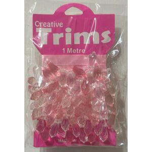 Creative Trims CLEAR / Peach Single Faced Drop, 1 Metre Pack (Final Stock)