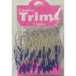 Creative Trims BLUE / SILVER Seed Bead Drop, 1 Metre Pack (Final Stock)