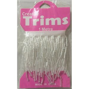 Creative Trims WHITE AB Seed Bead Drop, 1 Metre Pack (Final Stock)