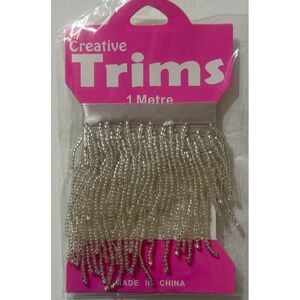 Creative Trims SILVER Seed Bead Drop, 1 Metre Pack (Final Stock)