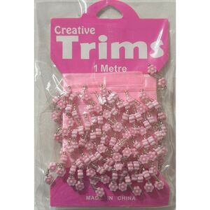 Creative Trims PINK Flower Bead Drop Trim, 1 Metre Pack (Final Stock)