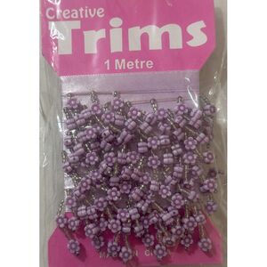 Creative Trims PURPLE Flower Bead Drop Trim, 1 Metre Pack (Final Stock)