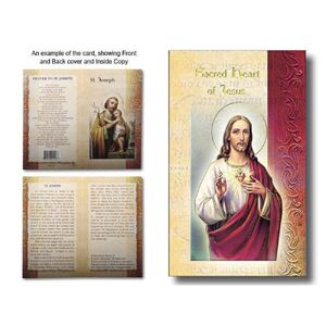 Sacred Heart of Jesus Biography Card 80 x 135mm Folded, Gold Foiled