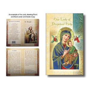 Our Lady of Perpetual Help Biography Card 80 x 135mm Folded, Gold Foiled