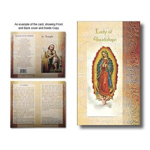 Our Lady Of Guadalupe Biography Card 80 x 135mm Folded, Gold Foiled