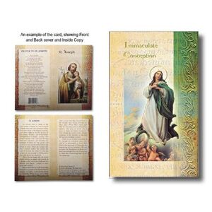 Immaculate Conception Biography Card 80 x 135mm Folded, Gold Foiled