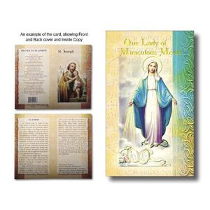 Our Lady of the Miraculous Medal Biography Card 80 x 135mm Folded, Gold Foiled