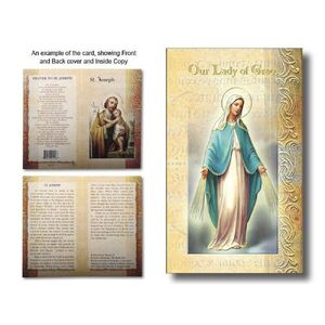 Our Lady of Grace Biography Card 80 x 135mm Folded, Gold Foiled