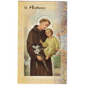 Saint Anthony Biography Card 80 x 135mm Folded, Gold Foiled